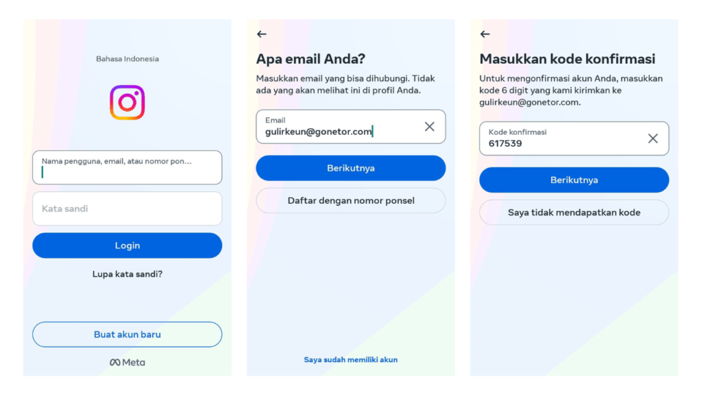 Ilustrasi cara mendaftar instagram 1-4