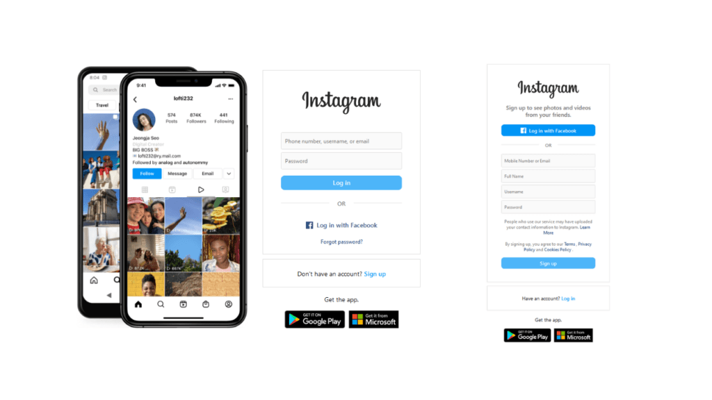 Ilustrasi cara mendaftar instagram melalui website